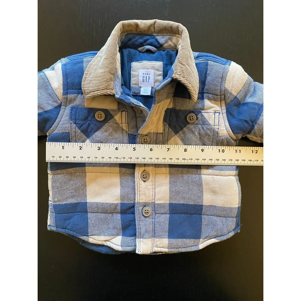 Gap Baby‎ Plaid Shirt Jacket Infant 0-6m Lined Shacket Dad's Little Helper
